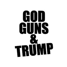 Load image into Gallery viewer, QYPF 12CM*14.8CM GOD GUNS & TRUMP Personality Decoration Car Sticker Decal Black Silver Vinyl C15-2774