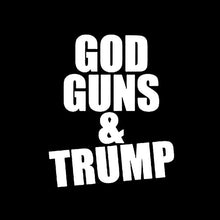 Load image into Gallery viewer, QYPF 12CM*14.8CM GOD GUNS & TRUMP Personality Decoration Car Sticker Decal Black Silver Vinyl C15-2774