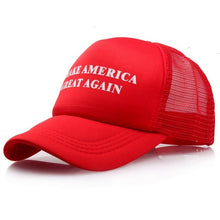 Load image into Gallery viewer, Mesh Summer MAKE AMERICA GREAT AGAIN Print Trucker Caps Donald Trump Men Women High Quality Flat Bill Snapback Hats Breathable