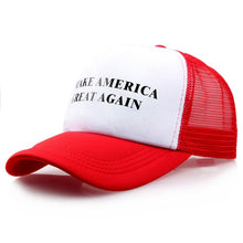 Load image into Gallery viewer, Mesh Summer MAKE AMERICA GREAT AGAIN Print Trucker Caps Donald Trump Men Women High Quality Flat Bill Snapback Hats Breathable