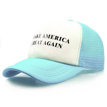 Load image into Gallery viewer, Mesh Summer MAKE AMERICA GREAT AGAIN Print Trucker Caps Donald Trump Men Women High Quality Flat Bill Snapback Hats Breathable