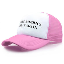 Load image into Gallery viewer, Mesh Summer MAKE AMERICA GREAT AGAIN Print Trucker Caps Donald Trump Men Women High Quality Flat Bill Snapback Hats Breathable