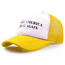 Load image into Gallery viewer, Mesh Summer MAKE AMERICA GREAT AGAIN Print Trucker Caps Donald Trump Men Women High Quality Flat Bill Snapback Hats Breathable