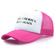 Load image into Gallery viewer, Mesh Summer MAKE AMERICA GREAT AGAIN Print Trucker Caps Donald Trump Men Women High Quality Flat Bill Snapback Hats Breathable