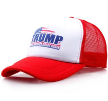 Load image into Gallery viewer, Mesh Summer MAKE AMERICA GREAT AGAIN Print Trucker Caps Donald Trump Men Women High Quality Flat Bill Snapback Hats Breathable