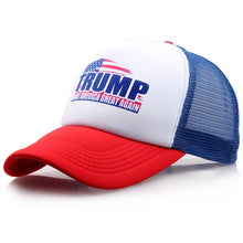 Load image into Gallery viewer, Mesh Summer MAKE AMERICA GREAT AGAIN Print Trucker Caps Donald Trump Men Women High Quality Flat Bill Snapback Hats Breathable