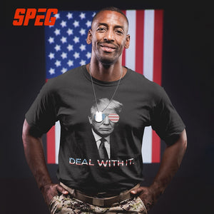 Humorous T Shirts Trump Deal with it America Casual Tee Shirts Adult Crewneck Short Sleeve Clothes Leisure T-Shirts Men Vintage