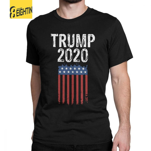 Trump 2020 T Shirts Awesome T Shirt Men Short Sleeve Tops Unique Tee Shirt Purified Cotton Round Collar T-Shirts