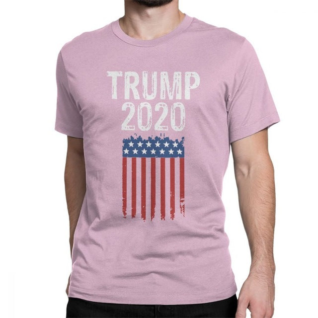 Trump 2020 T Shirts Awesome T Shirt Men Short Sleeve Tops Unique Tee Shirt Purified Cotton Round Collar T-Shirts